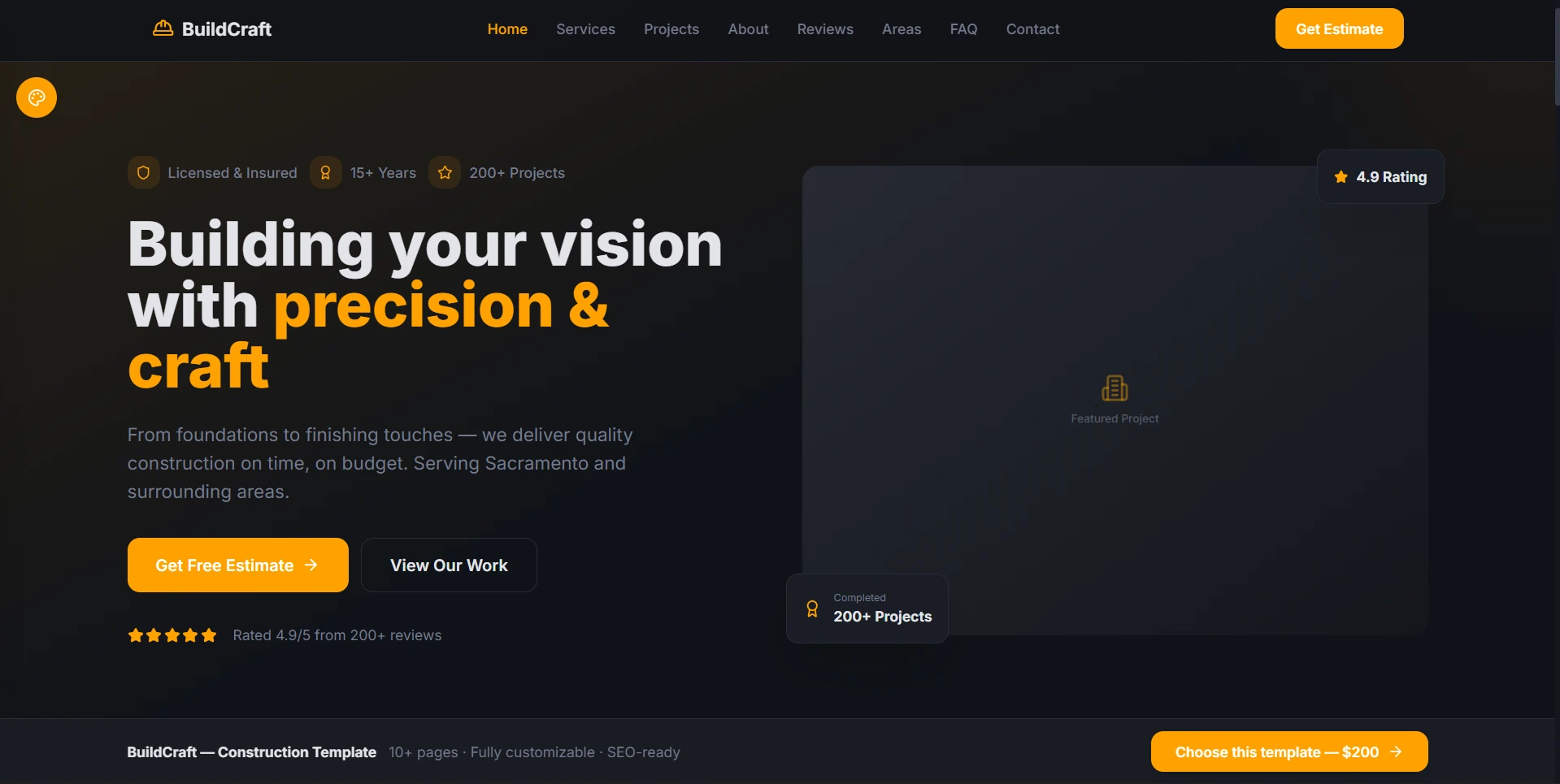 Construction Template — website template preview for construction & trades